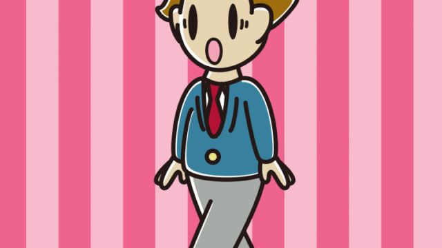 歩いていて驚く男子高校生のイラスト【色、背景あり】PNG