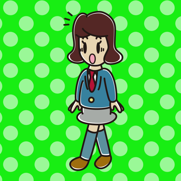 歩いていて驚く女子高校生のイラスト【色、背景あり】PNG