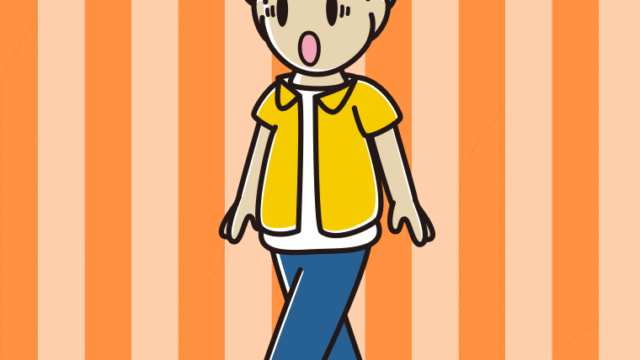 歩いていて驚く男子大学生のイラスト【色、背景あり】PNG