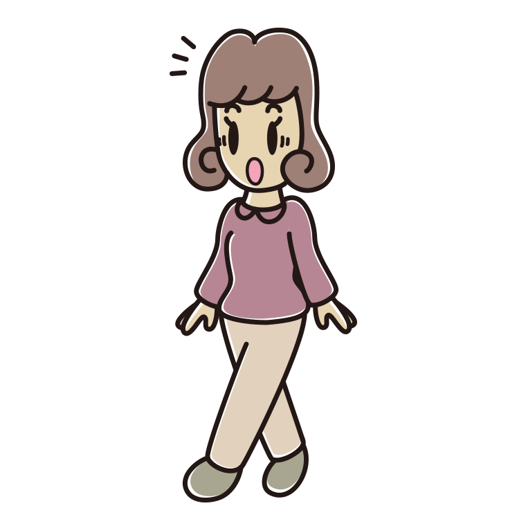 歩いていて驚く女子大学生のイラスト【色あり、背景なし】透過PNG