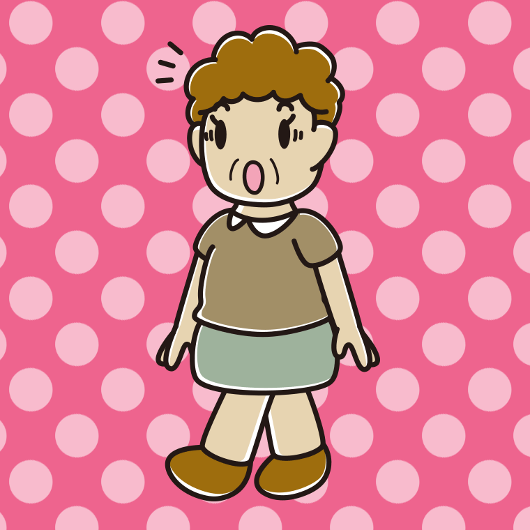 歩いていて驚くおばさんのイラスト【色、背景あり】PNG