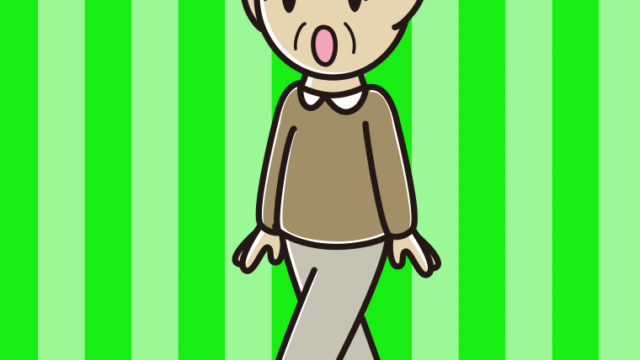 歩いていて驚くおじいさんのイラスト【色、背景あり】PNG
