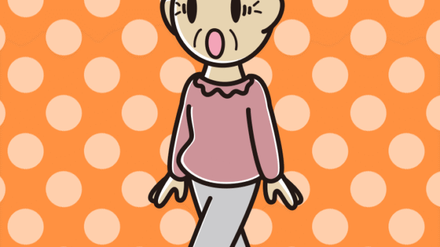 歩いていて驚くおばあさんのイラスト【色、背景あり】PNG