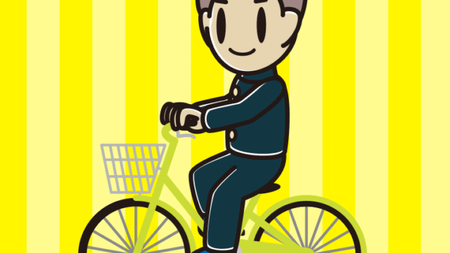 自転車に乗る男子中学生のイラスト【色、背景あり】PNG