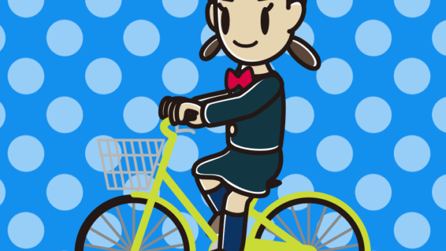 自転車に乗る女子中学生のイラスト【色、背景あり】PNG