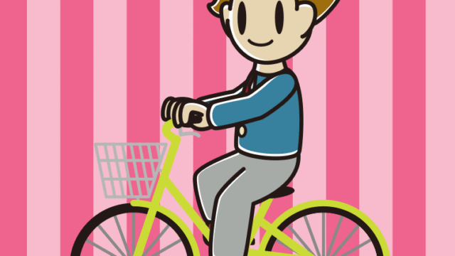 自転車に乗る男子高校生のイラスト【色、背景あり】PNG