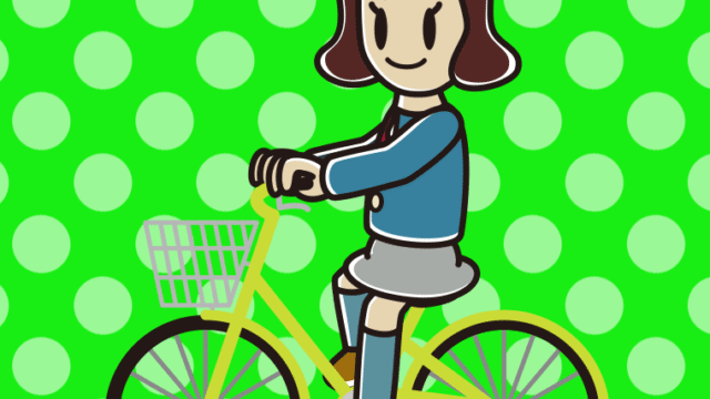 自転車に乗る女子高校生のイラスト【色、背景あり】PNG