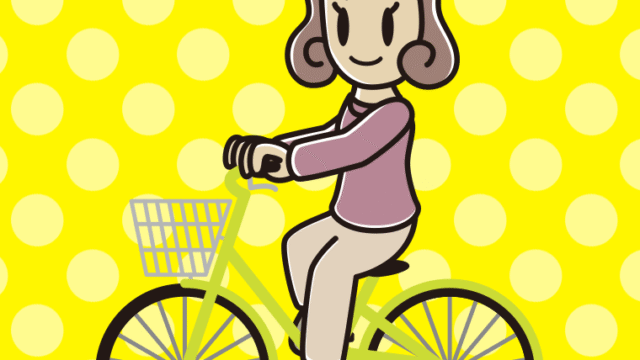 自転車に乗る女子大学生のイラスト【色、背景あり】PNG