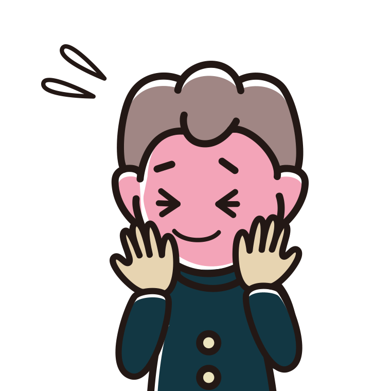 恥ずかしがる男子中学生のイラスト【色あり、背景なし】透過PNG
