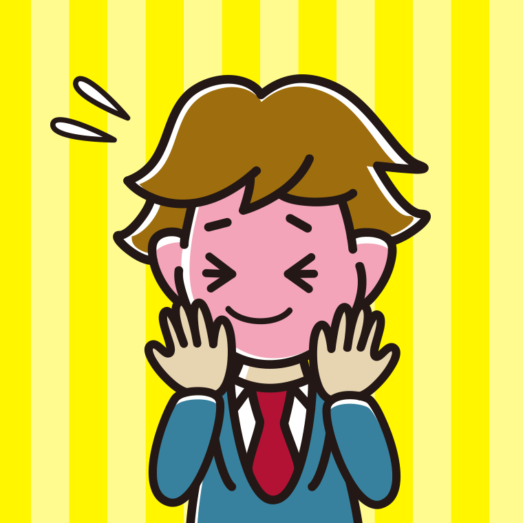 恥ずかしがる男子高校生のイラスト【色、背景あり】PNG