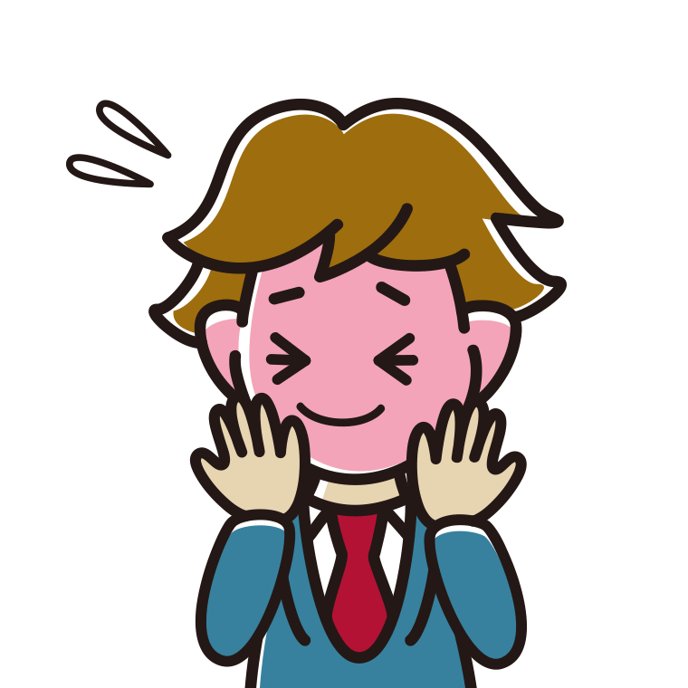 恥ずかしがる男子高校生のイラスト【色あり、背景なし】透過PNG