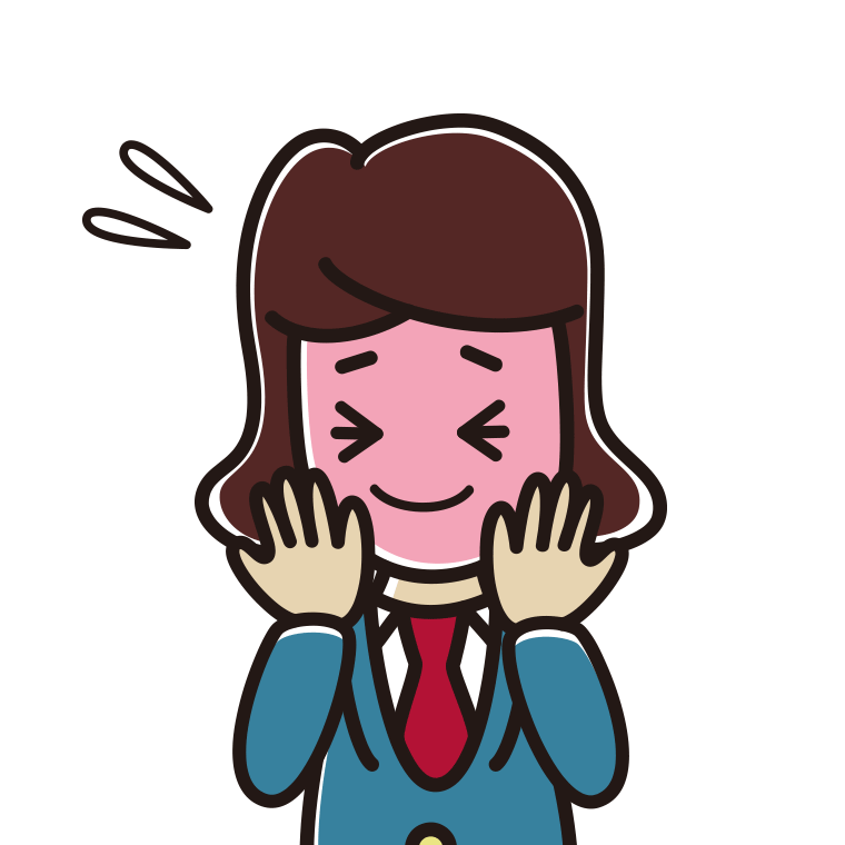 恥ずかしがる女子高校生のイラスト【色あり、背景なし】透過PNG