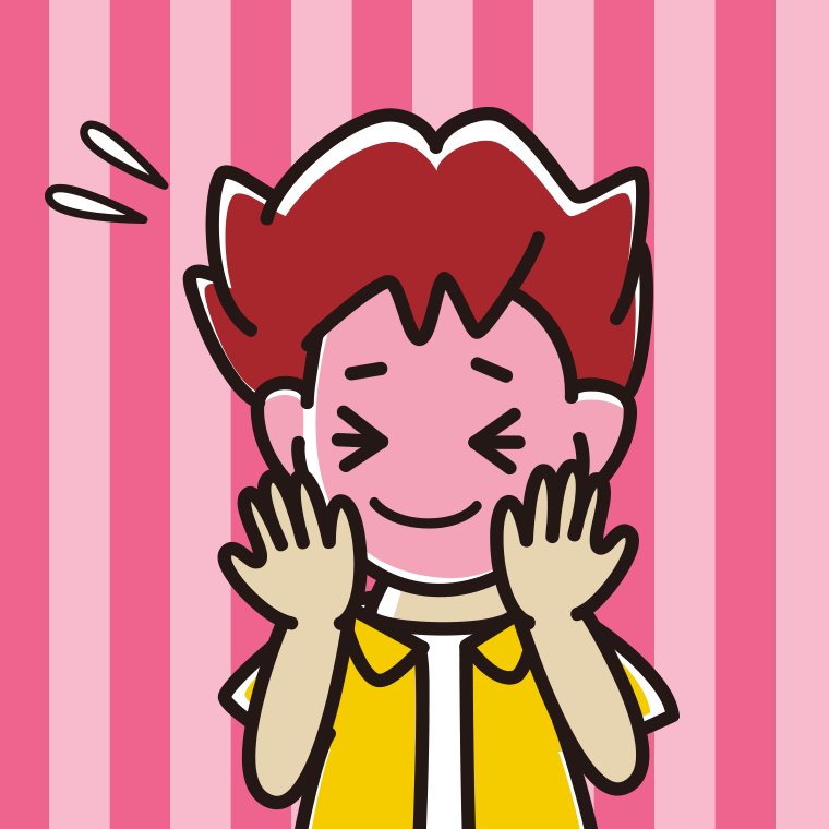 恥ずかしがる男子大学生のイラスト【色、背景あり】PNG