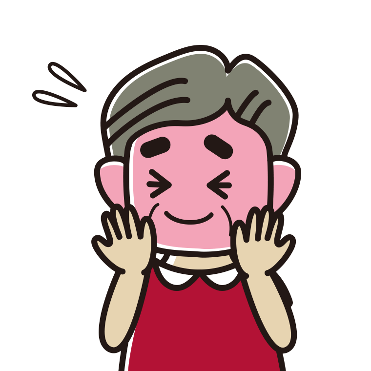 恥ずかしがるおじさんのイラスト【色あり、背景なし】透過PNG