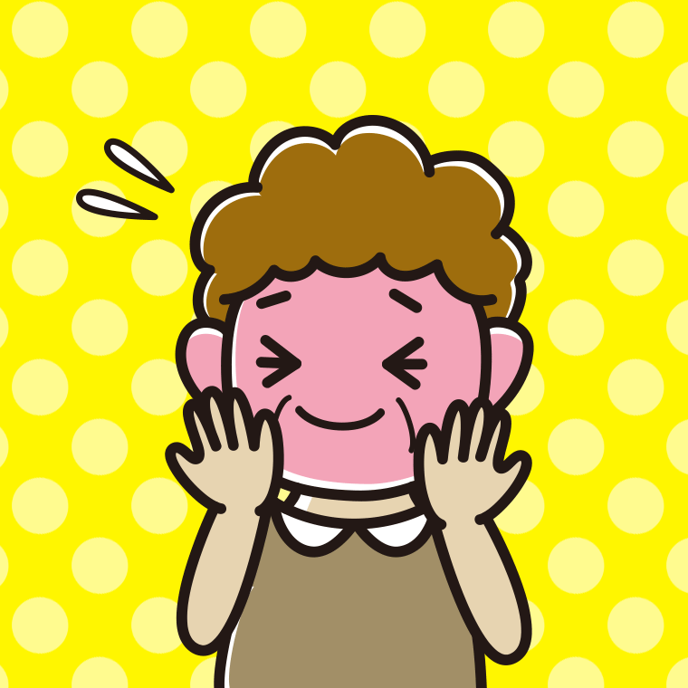 恥ずかしがるおばさんのイラスト【色、背景あり】PNG