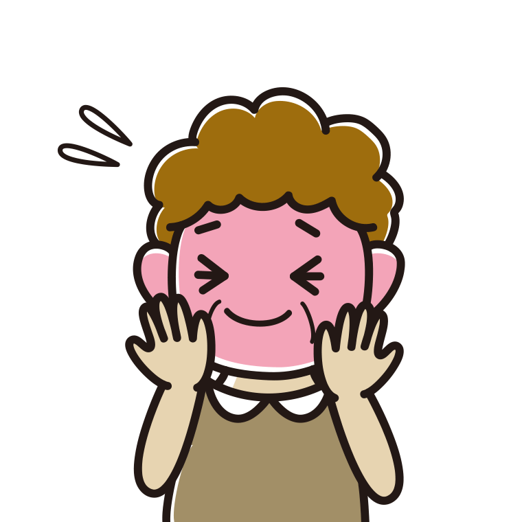 恥ずかしがるおばさんのイラスト【色あり、背景なし】透過PNG