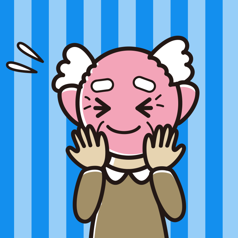 恥ずかしがるおじいさんのイラスト【色、背景あり】PNG