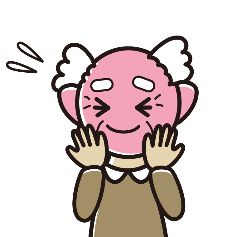 恥ずかしがるおじいさんのイラスト【色あり、背景なし】透過PNG
