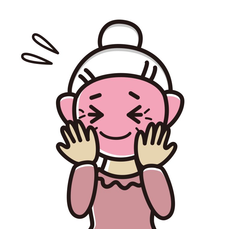 恥ずかしがるおばあさんのイラスト【色あり、背景なし】透過PNG