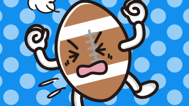 カンカンに怒るラグビーボールちゃんのイラスト【色、背景あり】PNG