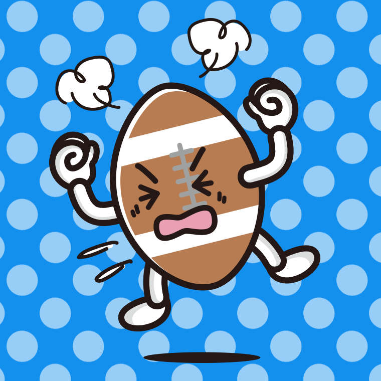 カンカンに怒るラグビーボールちゃんのイラスト【色、背景あり】PNG