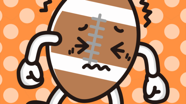 ブルブル震えるラグビーボールちゃんのイラスト【色、背景あり】PNG