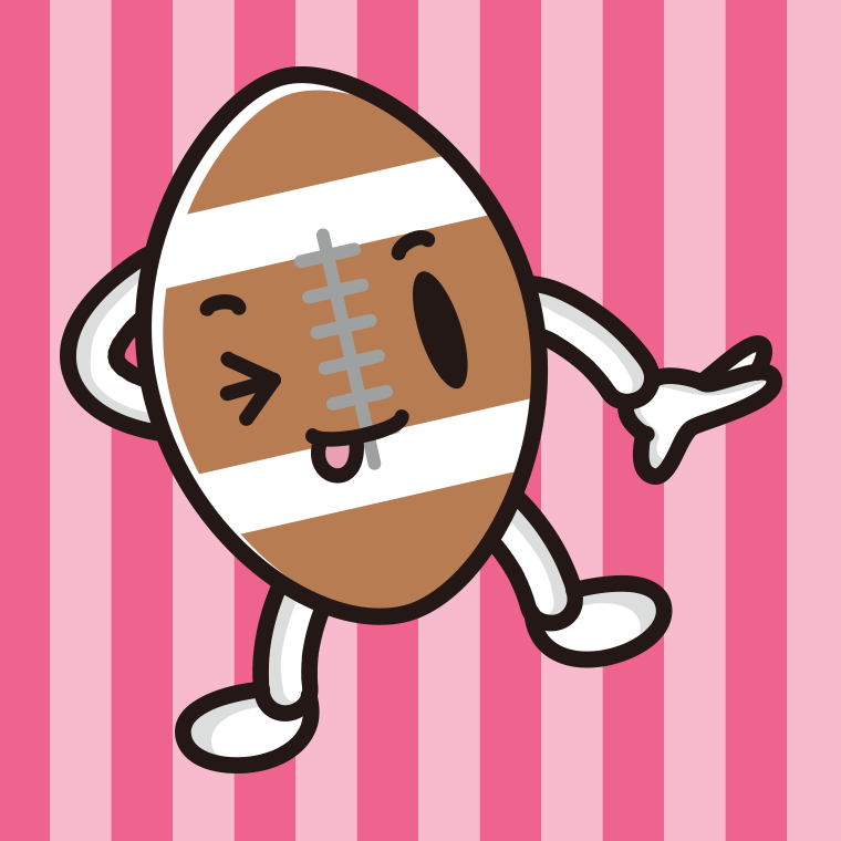 テヘヘなラグビーボールちゃんのイラスト【色、背景あり】PNG