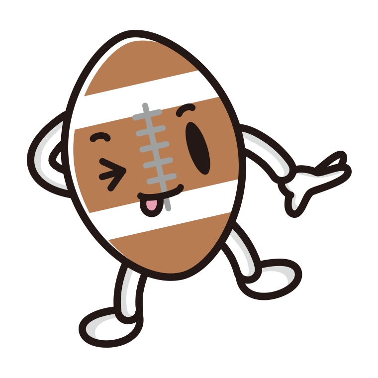 テヘヘなラグビーボールちゃんのイラスト【色あり、背景なし】透過PNG