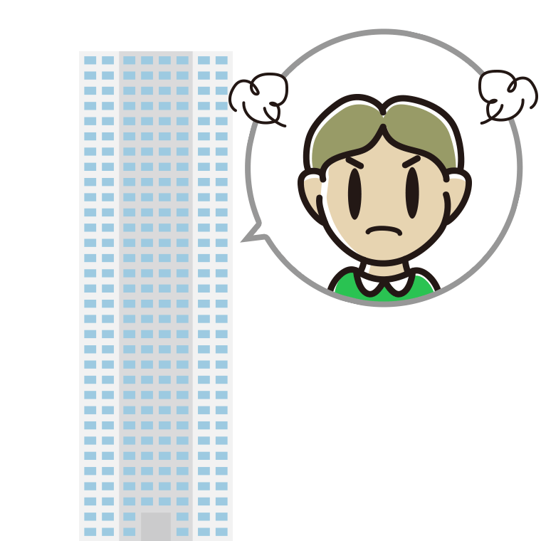 タワーマンションで怒る小学生男子のイラスト【色あり、背景なし】透過PNG