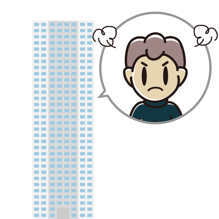 タワーマンションで怒る男子中学生のイラスト【色あり、背景なし】透過PNG