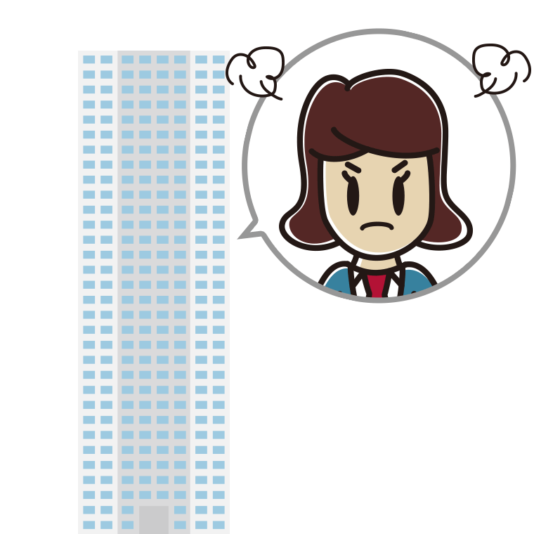 タワーマンションで怒る女子高校生のイラスト【色あり、背景なし】透過PNG