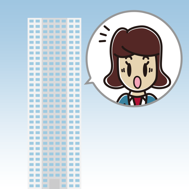 タワーマンションで驚く女子高校生のイラスト【色、背景あり】PNG