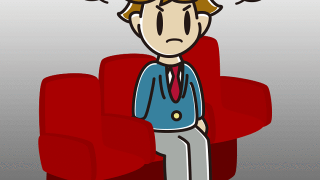 映画館（劇場）で怒る男子高校生のイラスト【色、背景あり】PNG