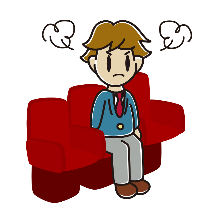 映画館（劇場）で怒る男子高校生のイラスト【色あり、背景なし】透過PNG