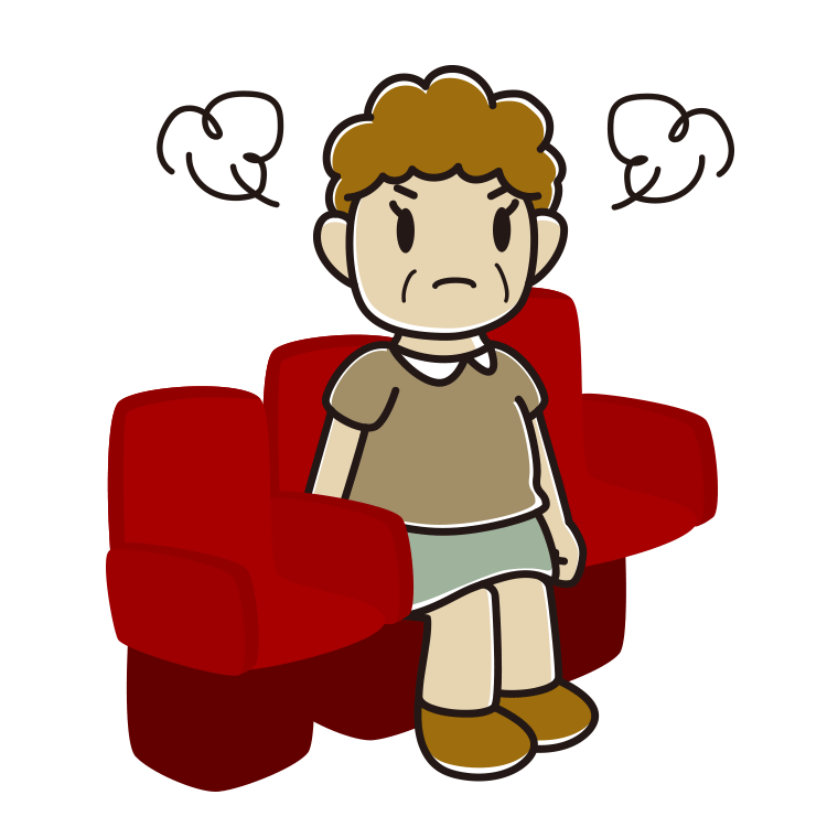 映画館（劇場）で怒るおばさんのイラスト【色あり、背景なし】透過PNG