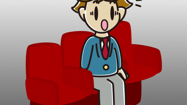 映画館（劇場）で驚く男子高校生のイラスト【色、背景あり】PNG