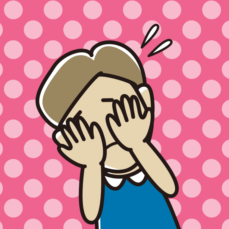 ショックで顔を隠す男性のイラスト【色、背景あり】PNG