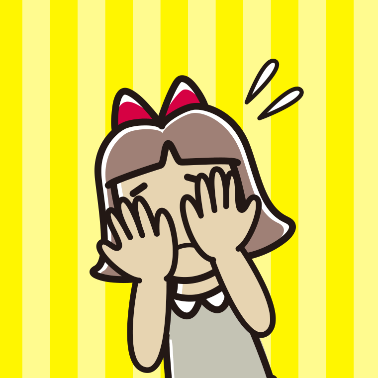 ショックで顔を隠す小学生女子のイラスト【色、背景あり】PNG