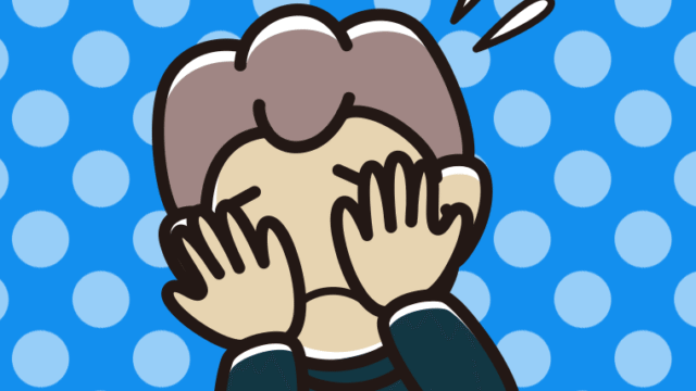 ショックで顔を隠す男子中学生のイラスト【色、背景あり】PNG