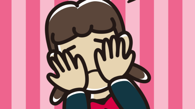 ショックで顔を隠す女子中学生のイラスト【色、背景あり】PNG