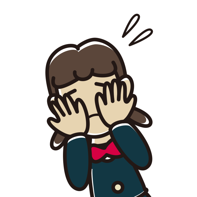 ショックで顔を隠す女子中学生のイラスト【色あり、背景なし】透過PNG