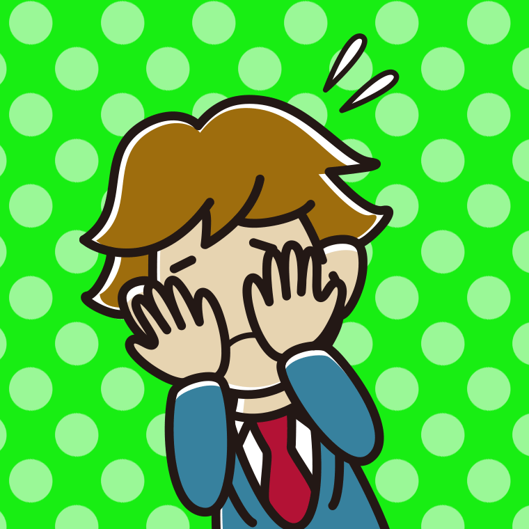 ショックで顔を隠す男子高校生のイラスト【色、背景あり】PNG