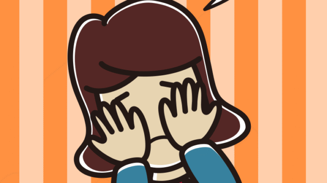 ショックで顔を隠す女子高校生のイラスト【色、背景あり】PNG