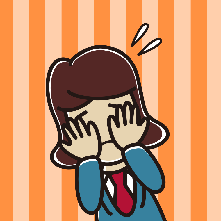 ショックで顔を隠す女子高校生のイラスト【色、背景あり】PNG