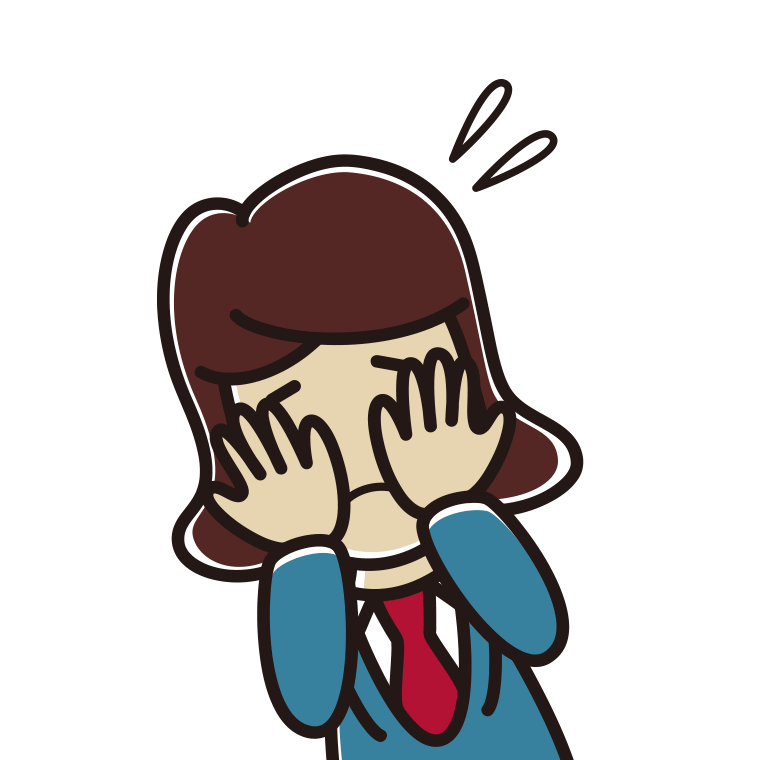 ショックで顔を隠す女子高校生のイラスト【色あり、背景なし】透過PNG