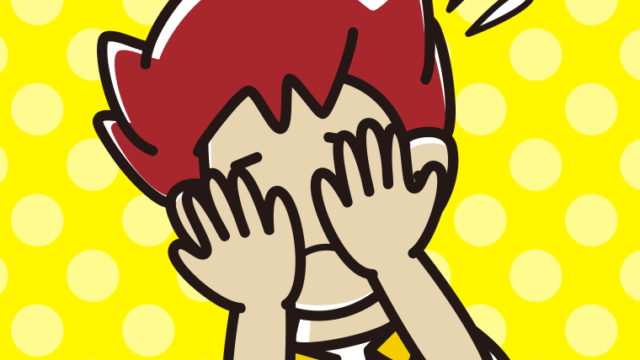 ショックで顔を隠す男子大学生のイラスト【色、背景あり】PNG