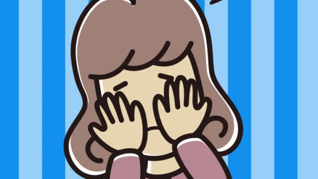 ショックで顔を隠す女子大学生のイラスト【色、背景あり】PNG