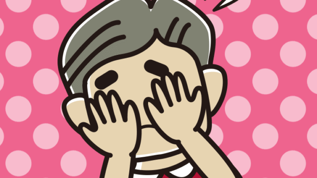 ショックで顔を隠すおじさんのイラスト【色、背景あり】PNG