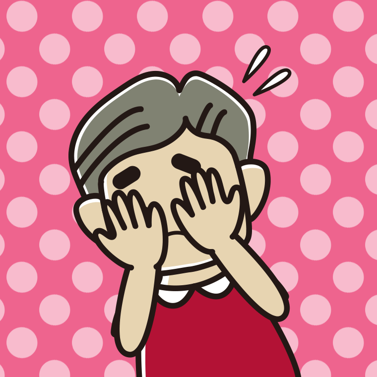 ショックで顔を隠すおじさんのイラスト【色、背景あり】PNG