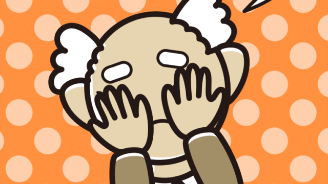 ショックで顔を隠すおじいさんのイラスト【色、背景あり】PNG